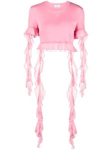 Blumarine blouse volantée à logo brodé - Rose