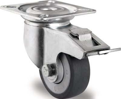 Promat Zwenkwiel met totale rem van | Wiel-Ø 50 mm | draagvermogen 50 kg | mit bevestigingsplaat kogellager | rubber grijs - 3000276049 3000276049