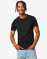 HEMA Heren t-shirt regular fit o-hals - 2 stuks zwart (zwart)