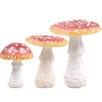 Decoris Paddenstoelen Set - 3x stuks - polyresin - 10 cm, 12 cm en 18 cm - herfst decoraties