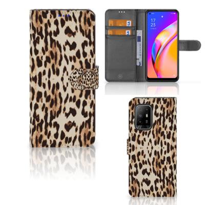 OPPO Reno5 Z | A94 5G | Telefoonhoesje | Met pasjeshouder | Leopard