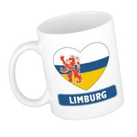 Koffiebeker I hou van Limburg - cadeau - drink mok - wit - 300 ml - Limburgse provincie vlag Koffiebeker I hou van Limburg - cadeau - drink mok - wit - 300 ml - Limburgse provincie vlag