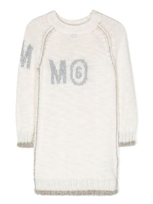 MM6 Maison Margiela Kids robe en maille à logo imprimé - Blanc