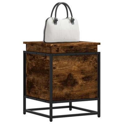 Opbergbox met deksel 40x40x51,5 cm bewerkt hout gerookt eiken