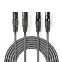 Nedis COTH15030GY30 Gebalanceerde Xlr-audiokabel 2x Xlr 3-pins Male - 2x Xlr 3-pins Female 3,0 M Grijs