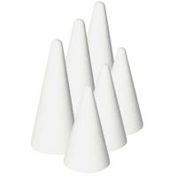 Piepschuim kegels pakket - 6x stuks - wit - hoogte 12 en 21 cm - Hobby basis vormen - knutselen
