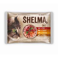 SHELMA Rich in chicken, turkey, beef and duck - nat kattenvoer - 4x85g