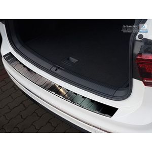 Zwart RVS Bumper beschermer passend voor Volkswagen Tiguan II incl. Allspace 2016- 'Ribs' AV245036