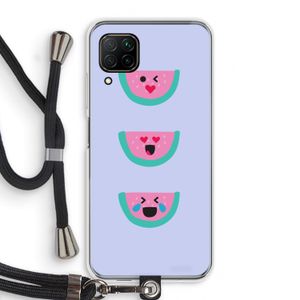Smiley watermeloen: Huawei P40 Lite Transparant Hoesje met koord