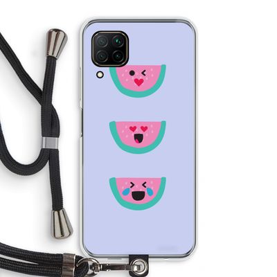 Smiley watermeloen: Huawei P40 Lite Transparant Hoesje met koord
