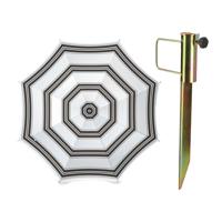 Parasol met metalen grondharing - wit/zwart strepen- polyester - Dia 180 cm - verstelbaar