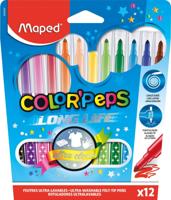 Maped Viltstift Color'Peps 12 stiften in een kartonnen etui Maped Viltstift Color'Peps 12 stiften in een kartonnen etui