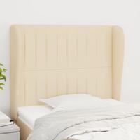 Hoofdbord met randen 83x23x118/128 cm stof crèmekleurig