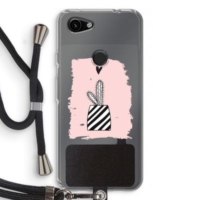 Zwart-wit cactus: Pixel 3a Transparant Hoesje met koord