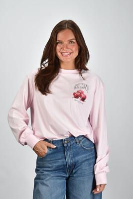 Ganni t-shirt A1050059 chalk pink