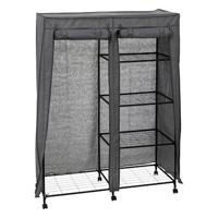Mobiele kledingkast - opvouwbaar?- zwart - kunststof - 120 x 50 x 168 cm - hang en leg opties