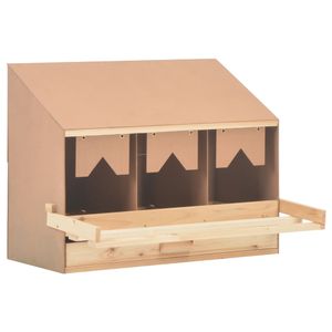 VidaXL Kippenlegkast 3 compartimenten 72x33x54 cm massief grenenhout