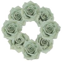 Chaks Decoratie rozen set - kunststof - 24x stuks - groen - 9,5 x 5,5 cm - bruiloft decoratie