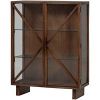 WOOOD Vitrinekast 'Kella' Mangohout en glas, 132 x 100cm, kleur Bruin