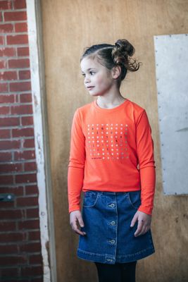 Tygo & Vito Girls Meisjes winter shirt - Longsleeve - Fiery Koraal