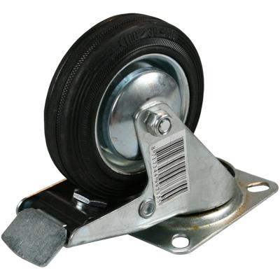 Benson Zwenkwieltje - 2x - met rem - rubber - zwart - draagkracht 70 kg - transportwieltjes