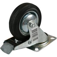 Benson Zwenkwieltje - 2x - met rem - rubber - zwart - draagkracht 70 kg - transportwieltjes