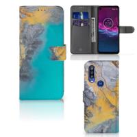 Motorola One Action | Bookcase | Marble Blue Gold