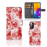 Telefoonhoesje met Naam Samsung Galaxy M52 Angel Skull Rood