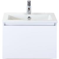 Frozen Badmeubelset 60 cm - Greeplijst in Kleur - Wit Hoogglans - Keramische Wastafel Wit 1 Kraangat