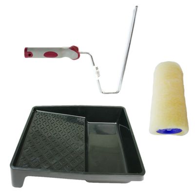 Verfroller anti spat lakroller profi schilderset met softgrip beugel en verfbak 18 cm