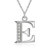 Zilverkleurige Letter E Dames Ketting met Zirkonia
