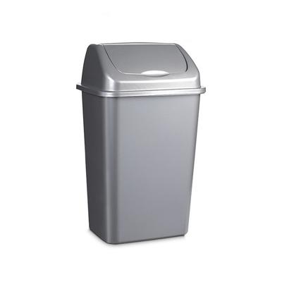 Plasticforte Afvalemmer - 30 liter - zilver - met klep deksel - 34 x 27 x 58 cm - kunststof