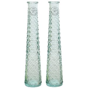 2x stuks vazen/bloemenvazen gerecycled glas - D7 x H32 cm - transparant