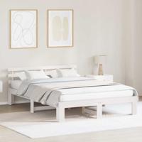 Bedframe met hoofdeinde Wit 160 x 200 cm Massief grenenhout
