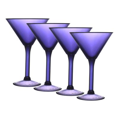 Home Deco Factory Cocktailglas - 4x - paars - kunststof - 24 cl - martini glas