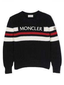 Moncler Enfant pull à logo en intarsia - Bleu