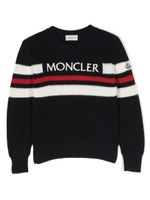 Moncler Enfant pull à logo en intarsia - Bleu - thumbnail