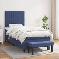 Boxspring met matras stof blauw 80x200 cm