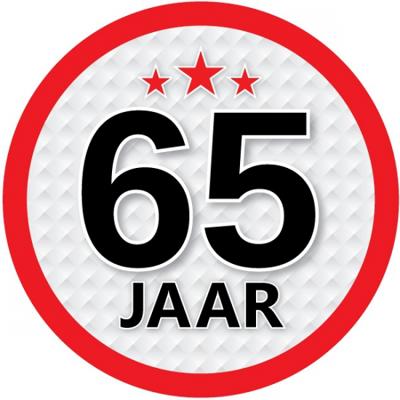 65 jaar leeftijd sticker - rond - Dia 15 cm - 65 jaar verjaardag - jubileum - leeftijd versiering