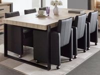 Rechthoekige eettafel TRAMO 226 cm oude eik met U-poten - thumbnail