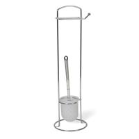 Wc/toiletborstel met toiletrolhouder - RVS - 60 cm - Toilet/badkameraccessoires - wc-borstel