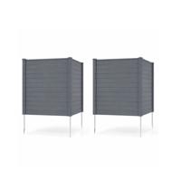 Buitenzonwering 123 x 123 cm Tuinhek met Gegalvaniseerde Metalen Grondpennen Buitenhekwerk voor Airconditioning Vuilnisbakken Modulaire Structuur(Set van 2)