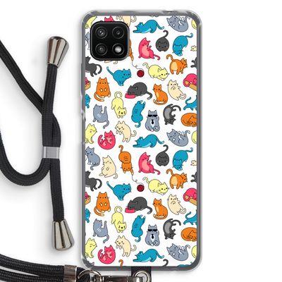 Kleurrijke katten: Samsung Galaxy A22 5G Transparant Hoesje met koord