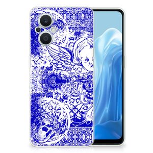 Silicone Back Case OPPO Reno8 Lite Angel Skull Blauw