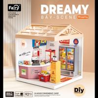 Dreamy mini house 24-uurswinkel convenience store met ledlamp DIY Modelbouw Knutselen Dreamy mini house 24-uurswinkel convenience store met ledlamp DIY Modelbouw Knutselen