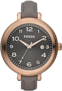 Fossil horlogeband AM4393 Leder Grijs + grijs stiksel