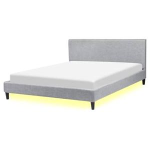 Beliani-FITOU-Tweepersoonsbed LED-Grijs-160 x 200 cm-Polyester