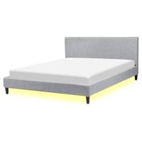 Beliani-FITOU-Tweepersoonsbed LED-Grijs-160 x 200 cm-Polyester - thumbnail