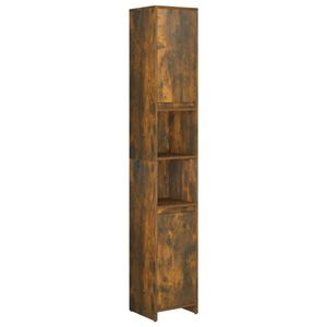 The Living Store Badkaast 6 vakken en 2 deuren - 30 x 30 x 183.5 cm - Gerookt eiken