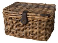 Rotan Fietsmand Met Klep Medium Bruin